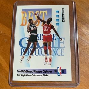 David Robinson Hakeem Olajuwan “game of the year” card 1991 NBA HOOPS